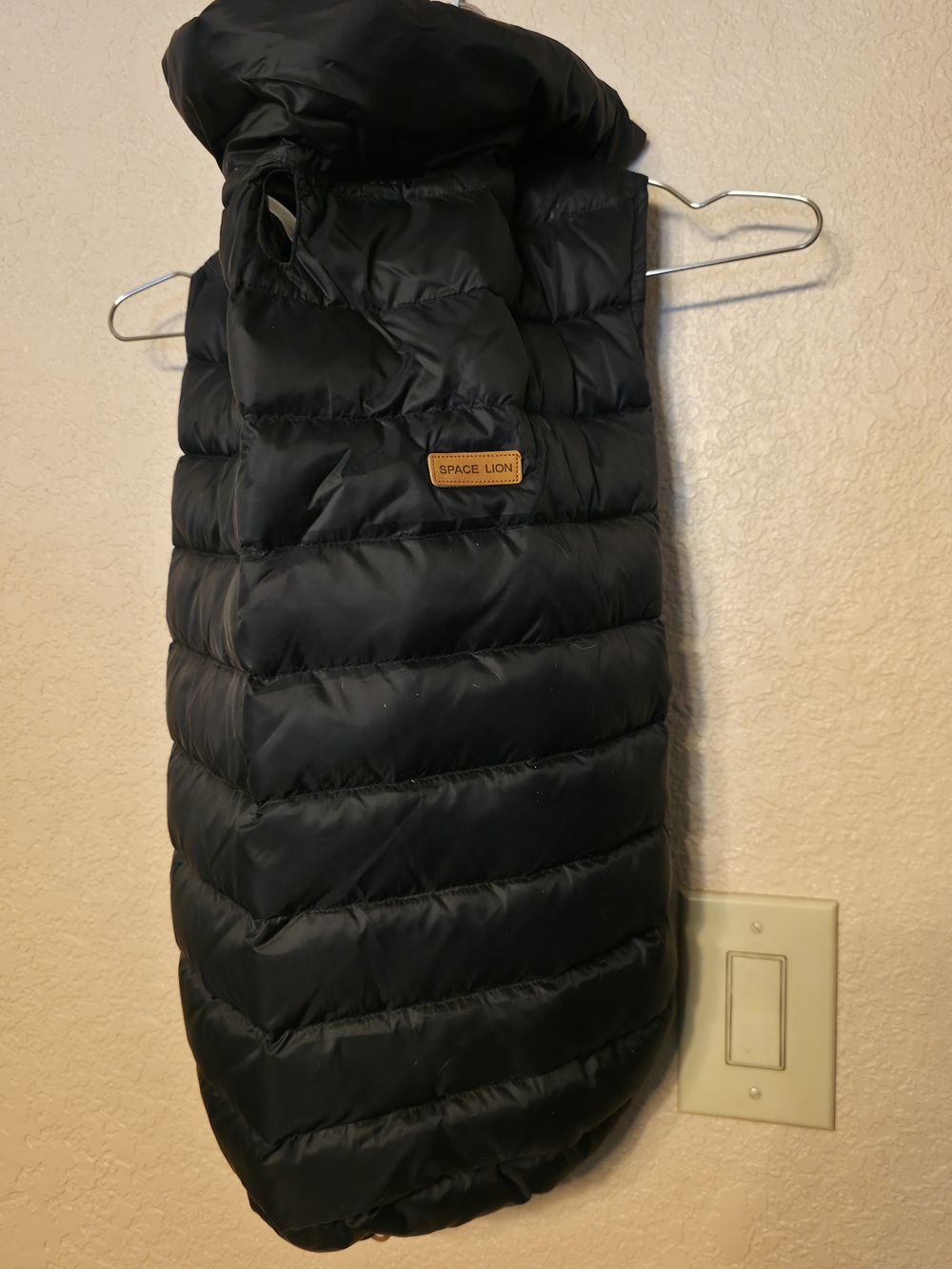 Space Lion Black Puffer Dog Coat